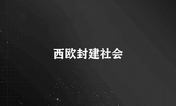 西欧封建社会