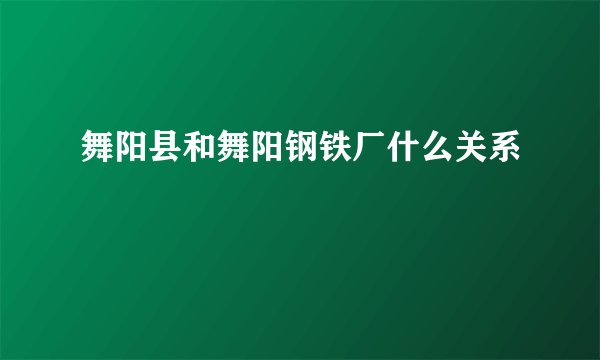 舞阳县和舞阳钢铁厂什么关系