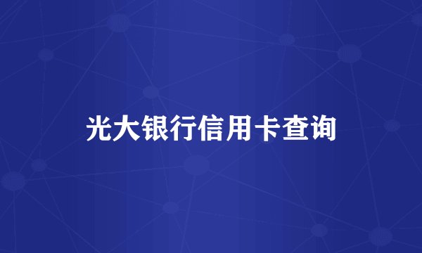 光大银行信用卡查询