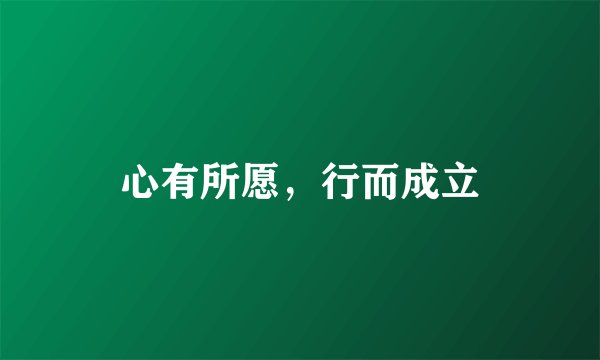 心有所愿,行而成立