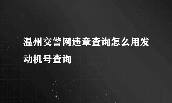 温州交警网违章查询怎么用发动机号查询