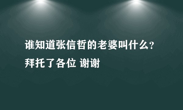 谁知道张信哲的老婆叫什么？拜托了各位 谢谢