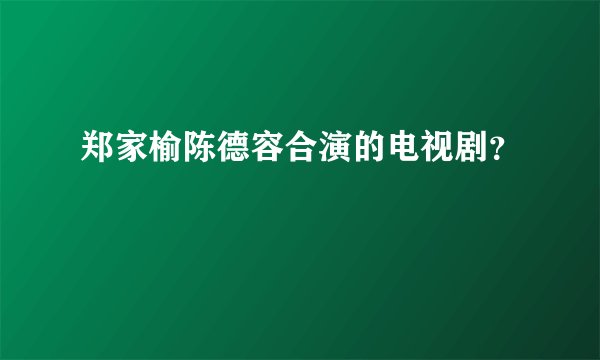 郑家榆陈德容合演的电视剧？