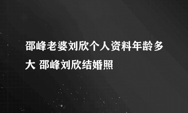 邵峰老婆刘欣个人资料年龄多大 邵峰刘欣结婚照