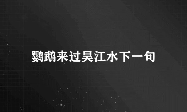 鹦鹉来过吴江水下一句