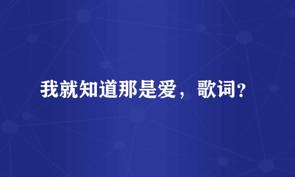 我就知道那是爱，歌词？
