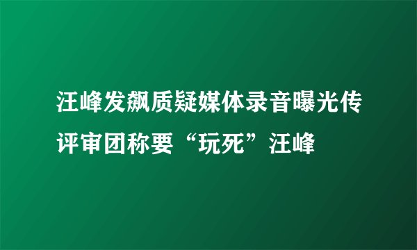汪峰发飙质疑媒体录音曝光传评审团称要“玩死”汪峰