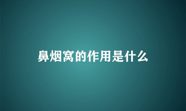 鼻烟窝的作用是什么