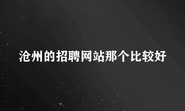 沧州的招聘网站那个比较好
