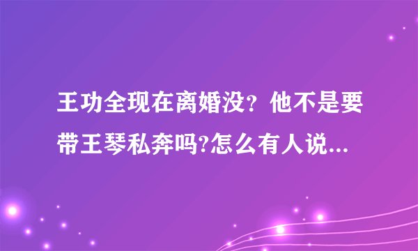 王功全现在离婚没？他不是要带王琴私奔吗?怎么有人说他还没离婚？