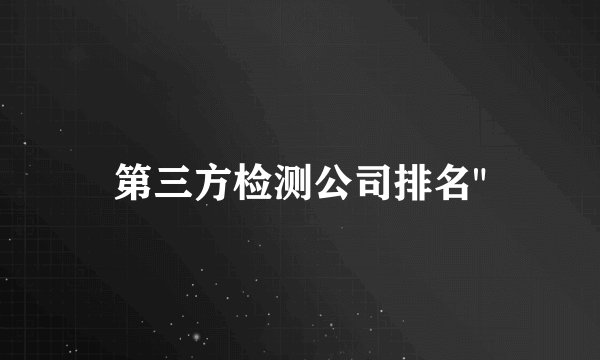 第三方检测公司排名