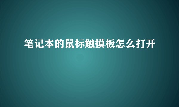 笔记本的鼠标触摸板怎么打开