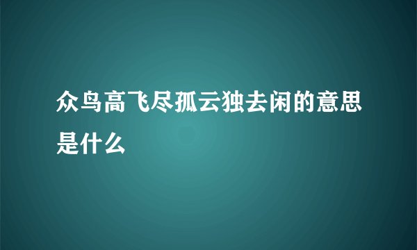 众鸟高飞尽孤云独去闲的意思是什么