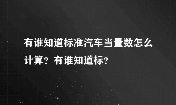 有谁知道标准汽车当量数怎么计算?有谁知道标?
