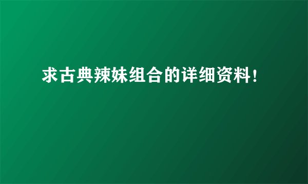 求古典辣妹组合的详细资料！