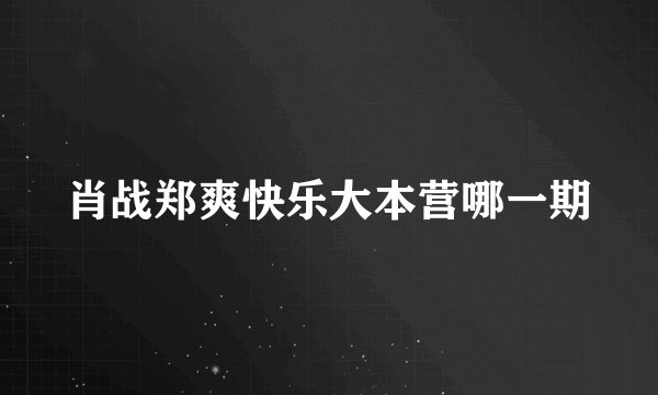 肖战郑爽快乐大本营哪一期