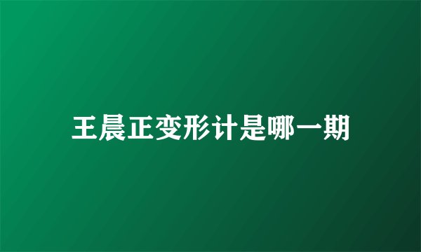 王晨正变形计是哪一期