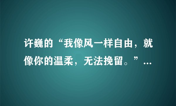 许巍的“我像风一样自由，就像你的温柔，无法挽留。”歌名是什么