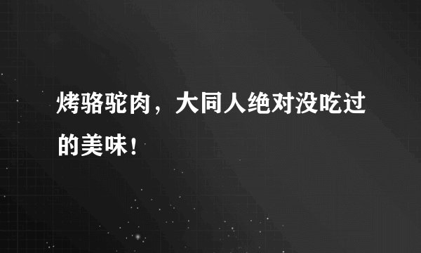 烤骆驼肉,大同人绝对没吃过的美味!
