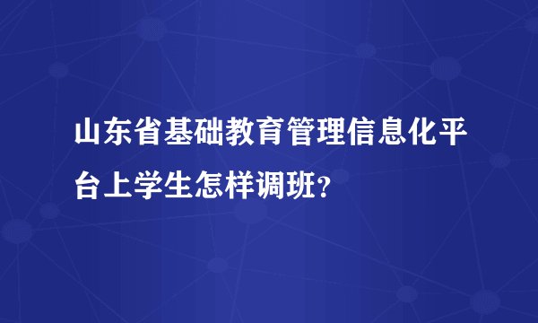 山东省基础教育管理信息化平台上学生怎样调班？