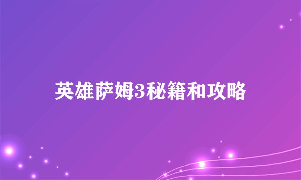 英雄萨姆3秘籍和攻略