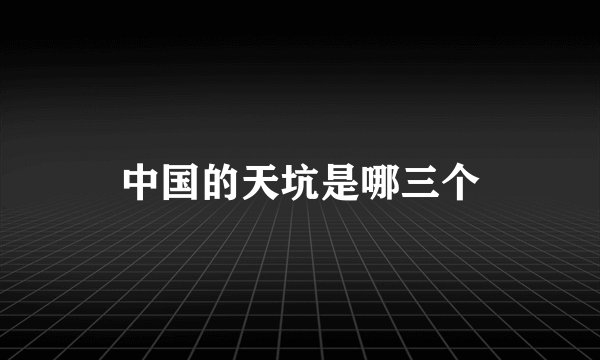 中国的天坑是哪三个