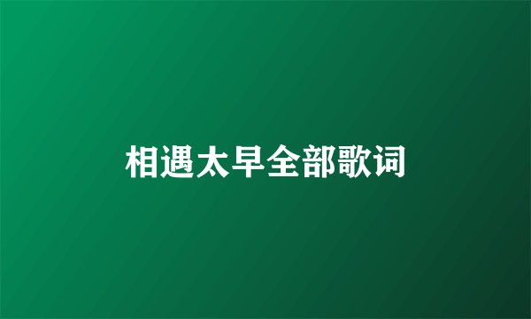 相遇太早全部歌词