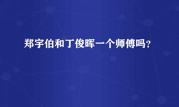 郑宇伯和丁俊晖一个师傅吗?