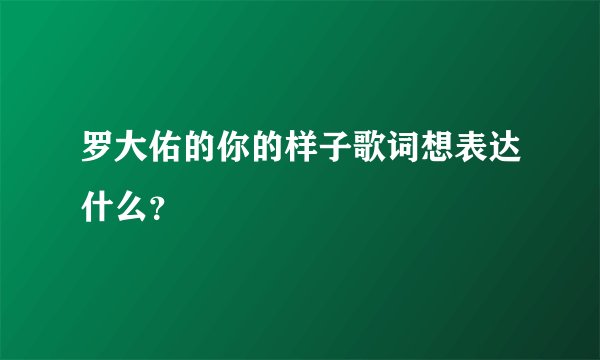 罗大佑的你的样子歌词想表达什么？