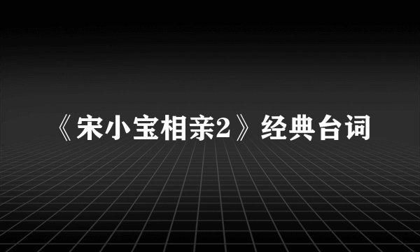 《宋小宝相亲2》经典台词