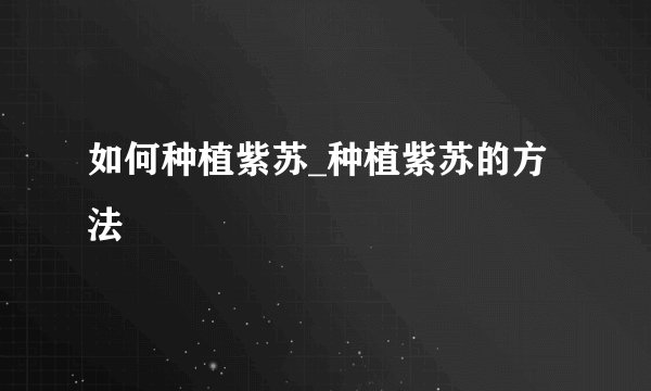 如何种植紫苏_种植紫苏的方法