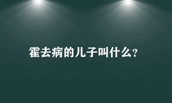 霍去病的儿子叫什么？
