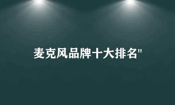 麦克风品牌十大排名