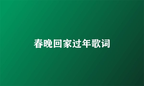 春晚回家过年歌词