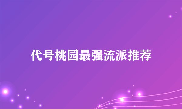 代号桃园最强流派推荐