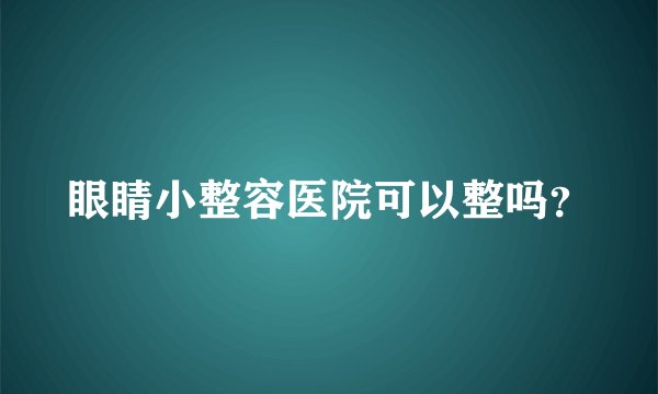 眼睛小整容医院可以整吗？