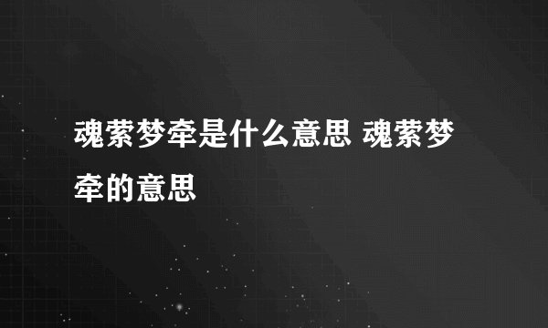 魂萦梦牵是什么意思 魂萦梦牵的意思
