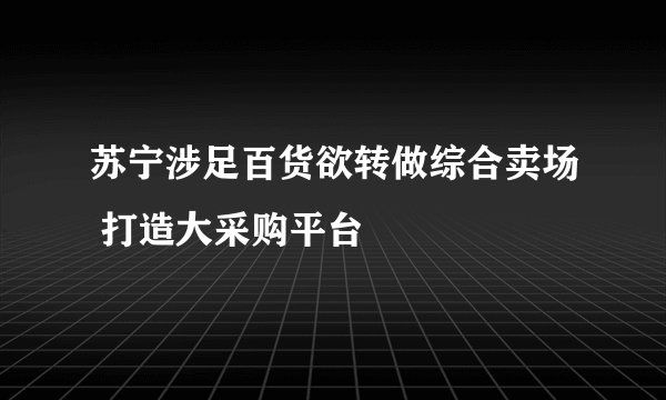 苏宁涉足百货欲转做综合卖场 打造大采购平台