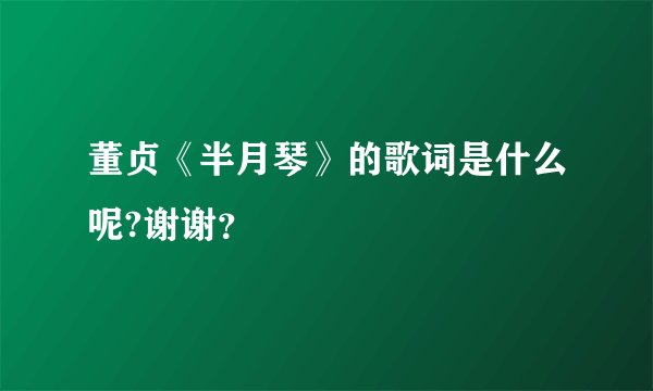 董贞《半月琴》的歌词是什么呢?谢谢？