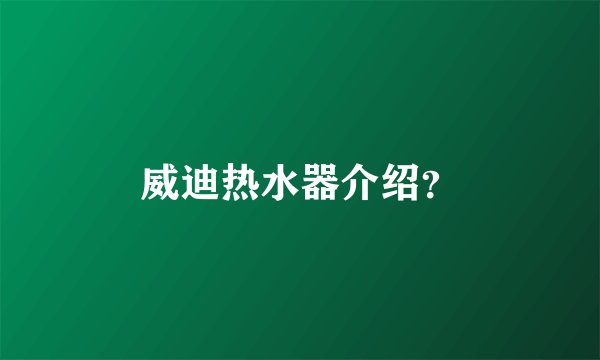 威迪热水器介绍？