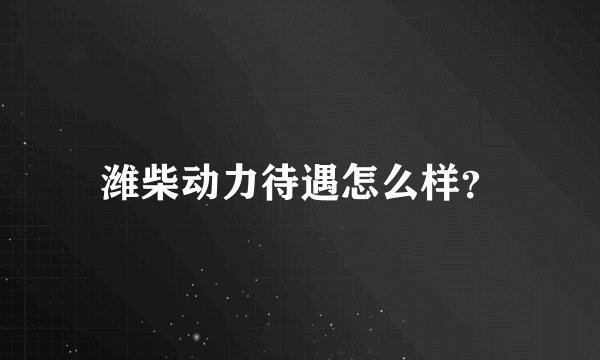 潍柴动力待遇怎么样？