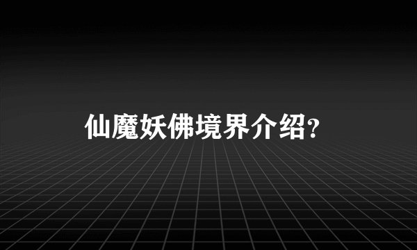 仙魔妖佛境界介绍？