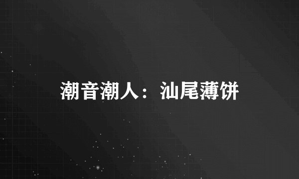 潮音潮人：汕尾薄饼